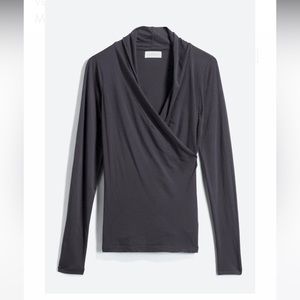 Velvet by Graham and Spencer's Meri Fitted Surplice Knit - Blue, Medium